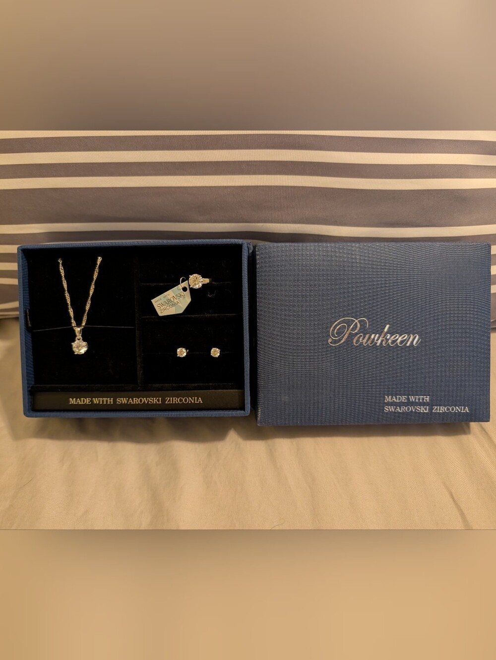 NIB Powkeen Jewelry Set Made With Swarovski Zirconia Silver